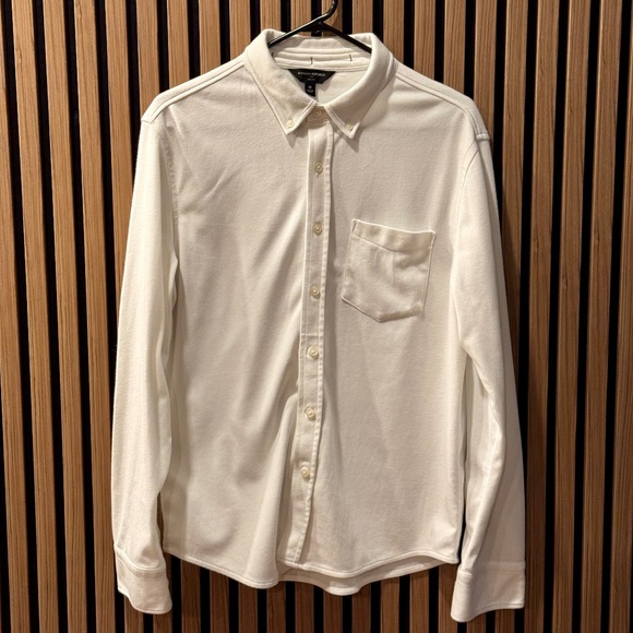 Slim-Fit Casual Button Down Shirt (White) - Picture 1 of 7